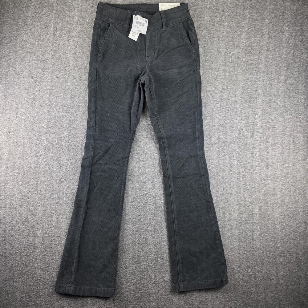 American Eagle Pants Womens 0 25W Gray High Rise Kick Boot Stretch Corduroy